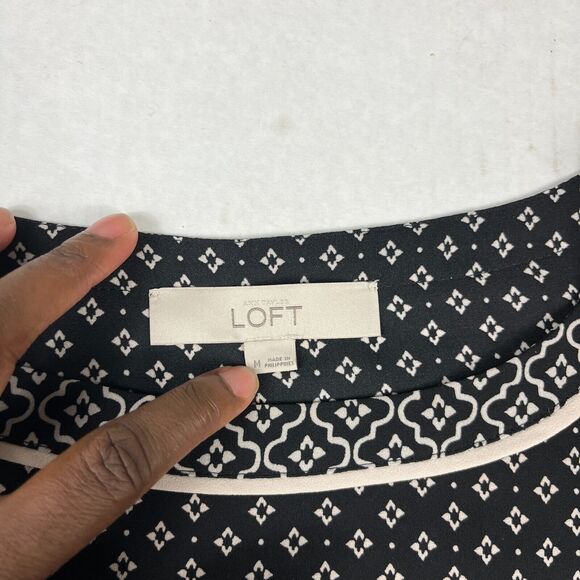 LOFT Blouse Printed Long Sleeve Work Office Dressy Top Lightweight Shirt MEDIUM - Picture 5 of 11